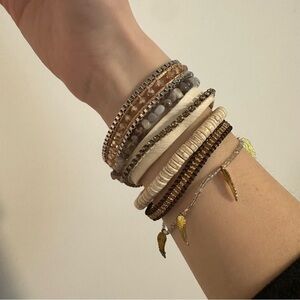 Victoria Emerson beaded cuff wrap bracelet rose gold